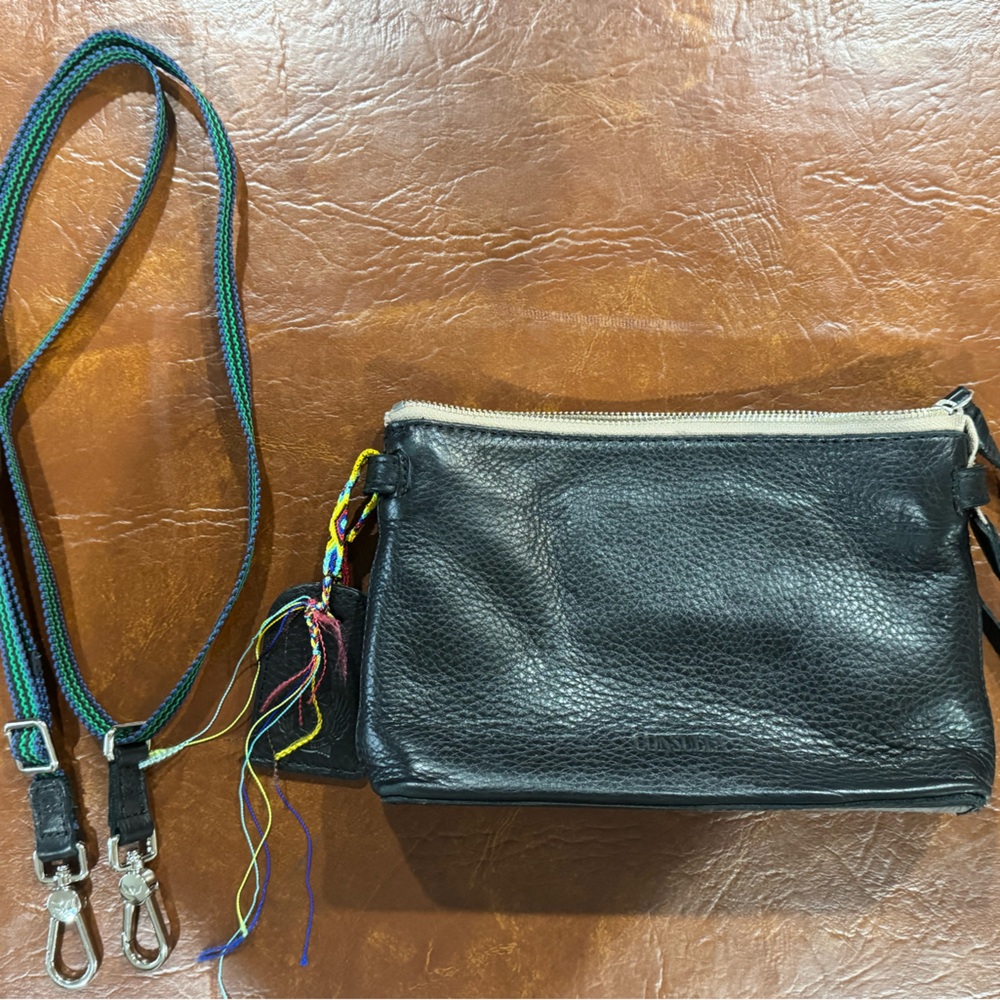 Consuela Evie Midtown Crossbody Black Leather with Colorful Strap